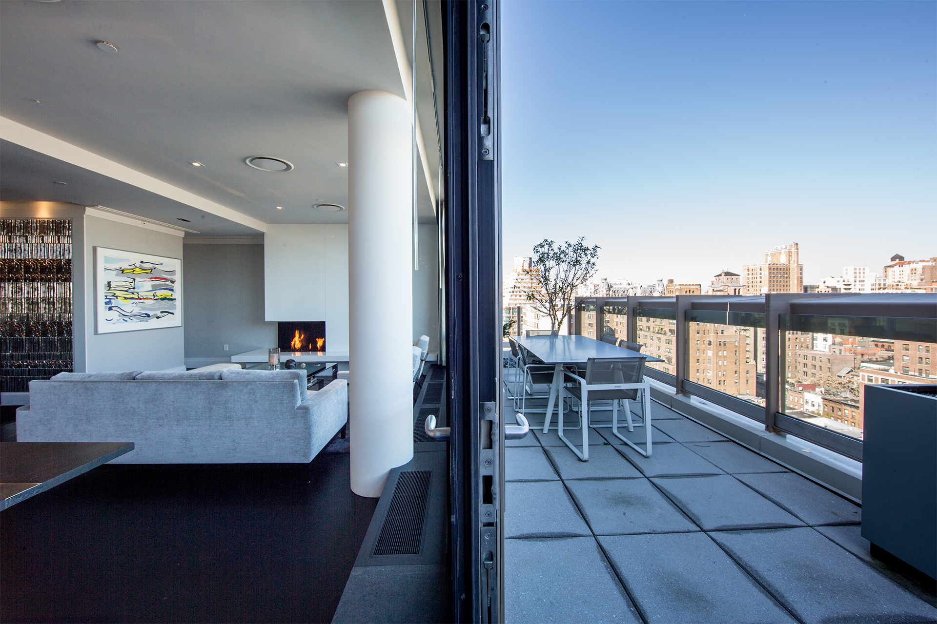 Upper West Side Penthouse Renovation - Living Room & Balcony